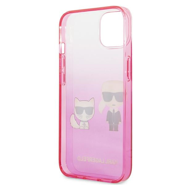 Karl Lagerfeld Gradient Ikonik Karl & Choupette – dėklas, skirtas iPhone 13 mini (rožinis)