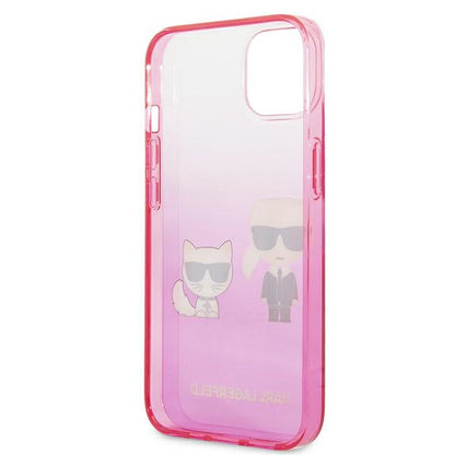 Karl Lagerfeld Gradient Ikonik Karl & Choupette – dėklas, skirtas iPhone 13 mini (rožinis)