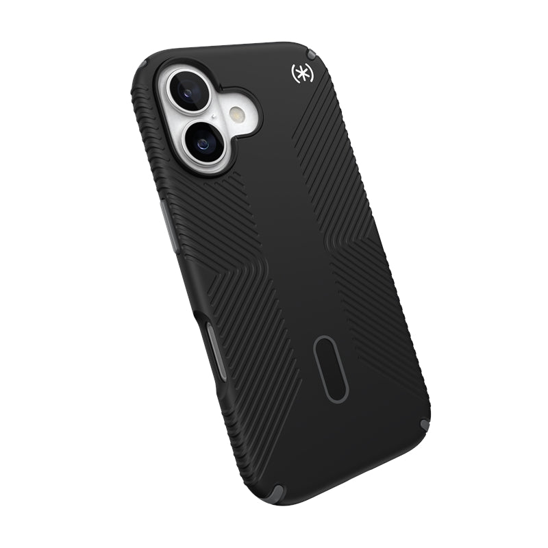 Speck Presidio2 Grip ClickLock ir MagSafe – iPhone 17 dėklas (juoda / alyvuogių pilka / balta)
