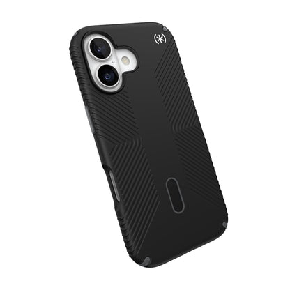 Speck Presidio2 Grip ClickLock ir MagSafe – iPhone 17 dėklas (juoda / alyvuogių pilka / balta)