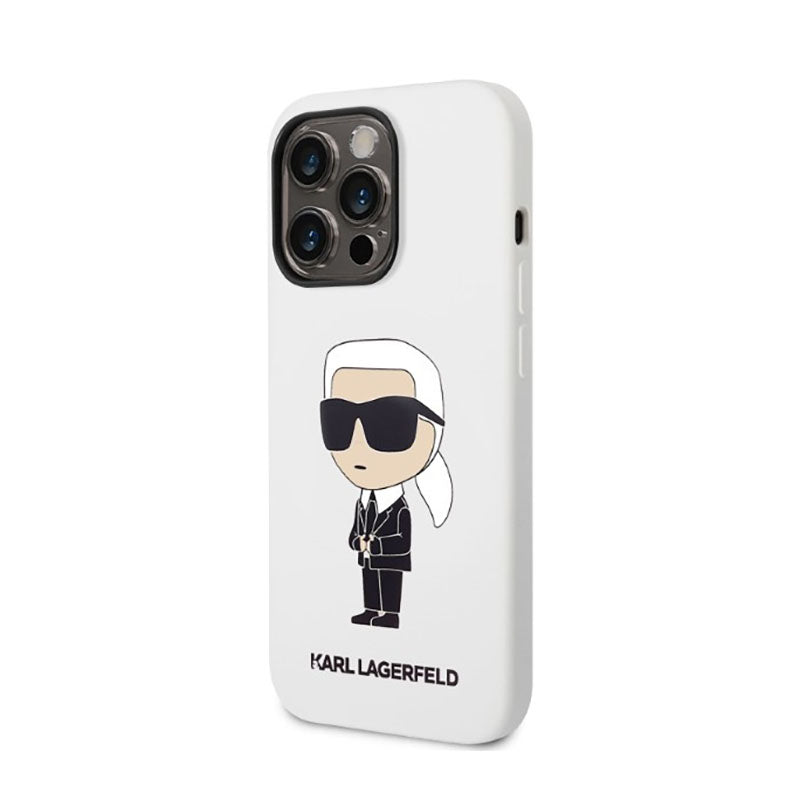 Karl Lagerfeld NFT Ikonik silikoninis dėklas, skirtas iPhone 14 Pro (Balta)