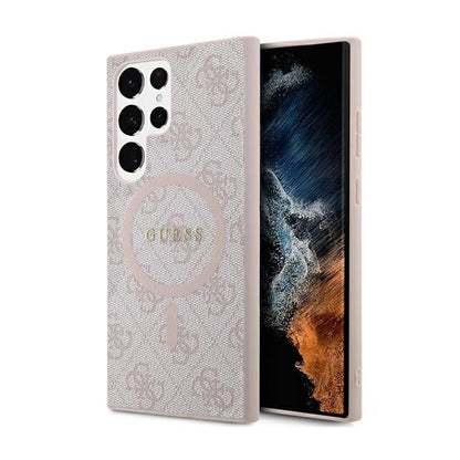 Guess 4G Collection Odinis Širdies Logotipas MagSafe – dėklas Samsung Galaxy S24 Ultra (Rožinis)