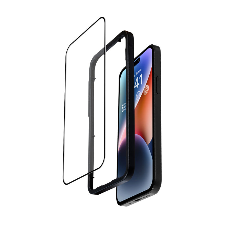 Crong Anti-Bakterinis 3D Armor Glass - 9H Grūdintas stiklas visam iPhone 14 Pro ekranui + montavimo rėmelis