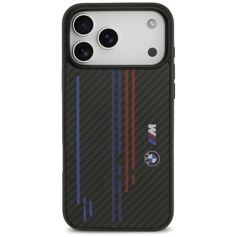 BMW M Kevlar linijos ir logotipas MagSafe - iPhone 17 Pro Max dėklas (Juodas)