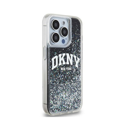DKNY Liquid Glitter Big Logo – dėklas, skirtas „iPhone 15 Pro“ (juoda)