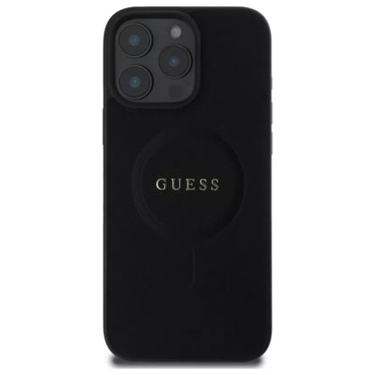 Guess Saffiano Classic Logo MagSafe - Dėklas skirtas iPhone 16 Pro Max (juodas)