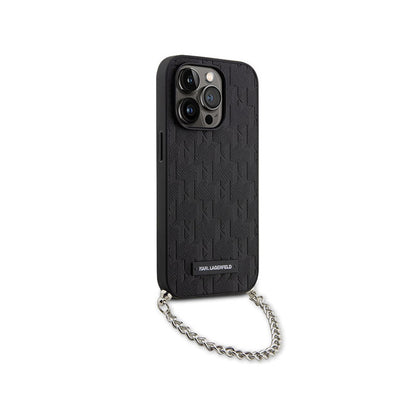 Karl Lagerfeld Saffiano Monogram Chain – Dėklas iPhone 14 Pro (juodas)