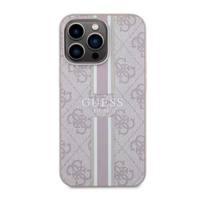 Guess 4G Printed Stripes MagSafe dėklas, skirtas iPhone 13 Pro Max (Rožinis)