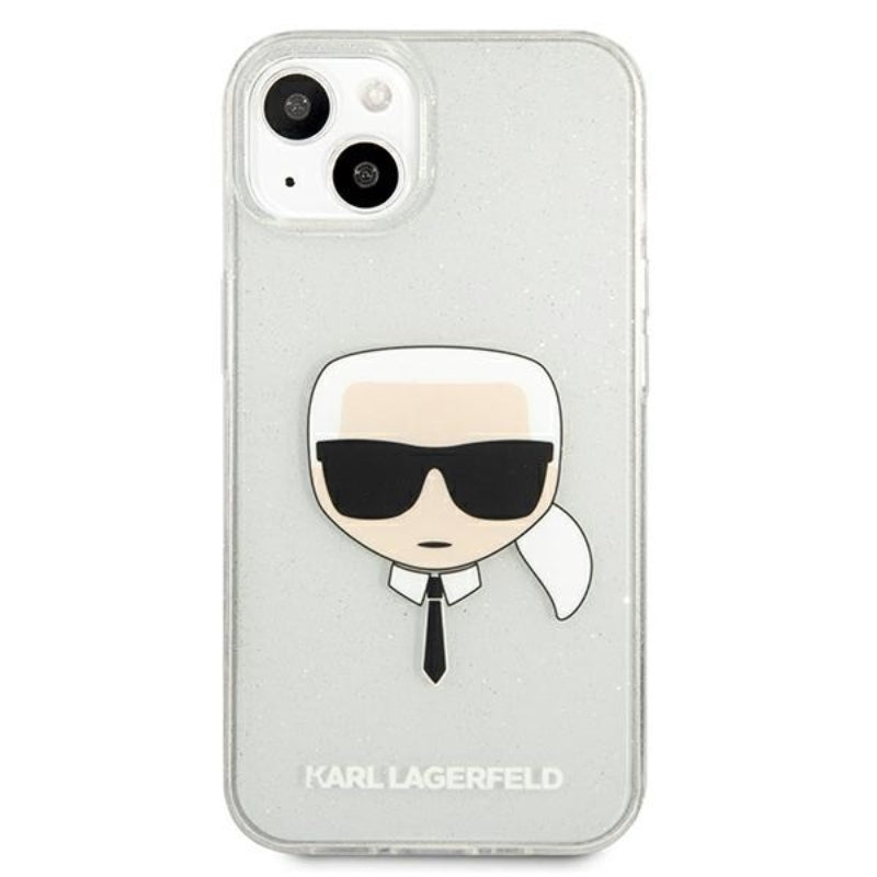 Karl Lagerfeld Karl's Head Glitter – dėklas, skirtas „iPhone 13 mini“ (sidabrinis)