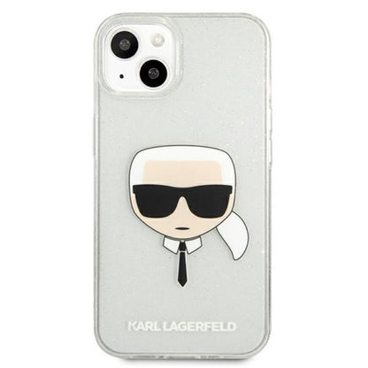 Karl Lagerfeld Karl's Head Glitter – dėklas, skirtas „iPhone 13 mini“ (sidabrinis)