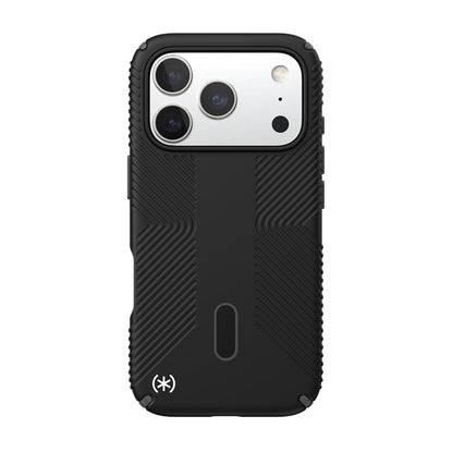 Speck Presidio2 Grip ClickLock ir MagSafe – dėklas iPhone 17 Pro (juodos / plokščių pilkos / baltos spalvos)