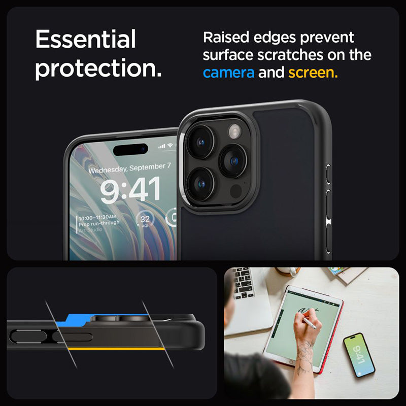Spigen Ultra Hybrid – dėklas, skirtas iPhone 15 Pro (Frost Black)
