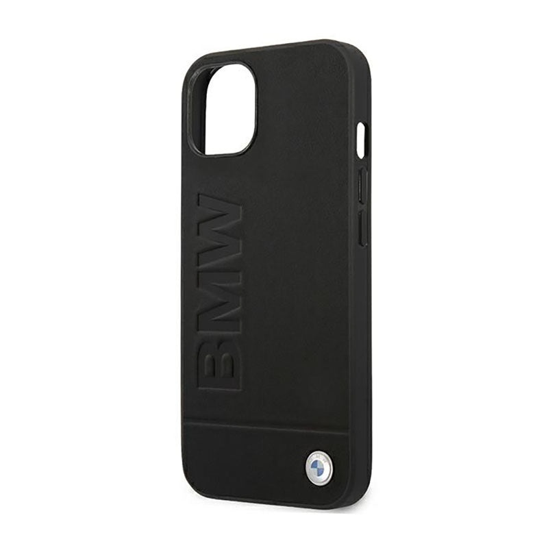 BMW Leather Hot Stamp – dėklas iPhone 14 Plus (juodas)