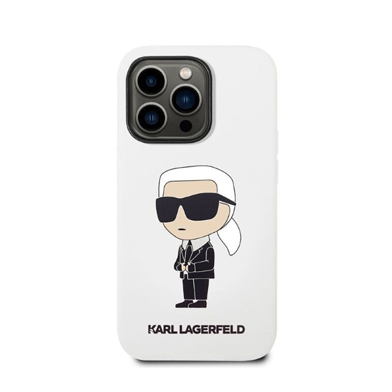 Karl Lagerfeld NFT Ikonik silikoninis dėklas, skirtas iPhone 14 Pro (Balta)