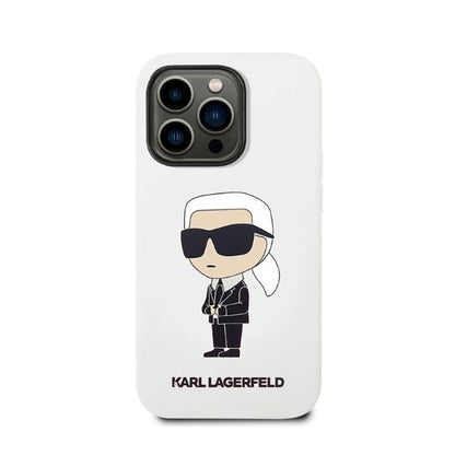 Karl Lagerfeld NFT Ikonik silikoninis dėklas, skirtas iPhone 14 Pro (Balta)
