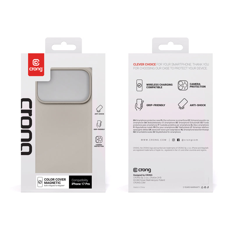 Crong Spalvotas magnetinis dėklas MagSafe iPhone 17 Pro (akmens smėlio)