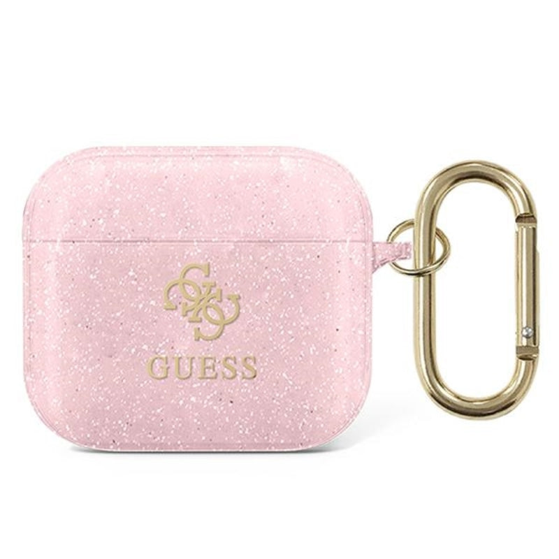 Guess 4G Glitter – dėklas, skirtas „Airpods 3“ (rožinis)