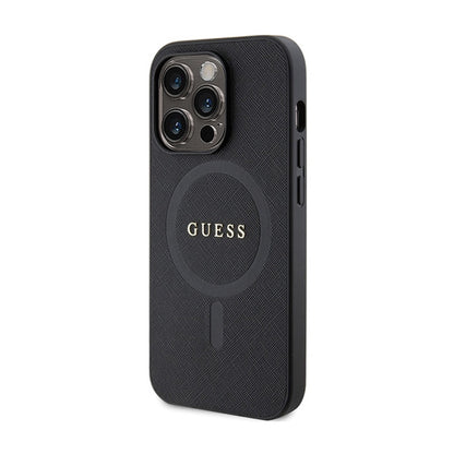 Guess Saffiano MagSafe – "iPhone 14 Pro Max" dėklas (juodas)