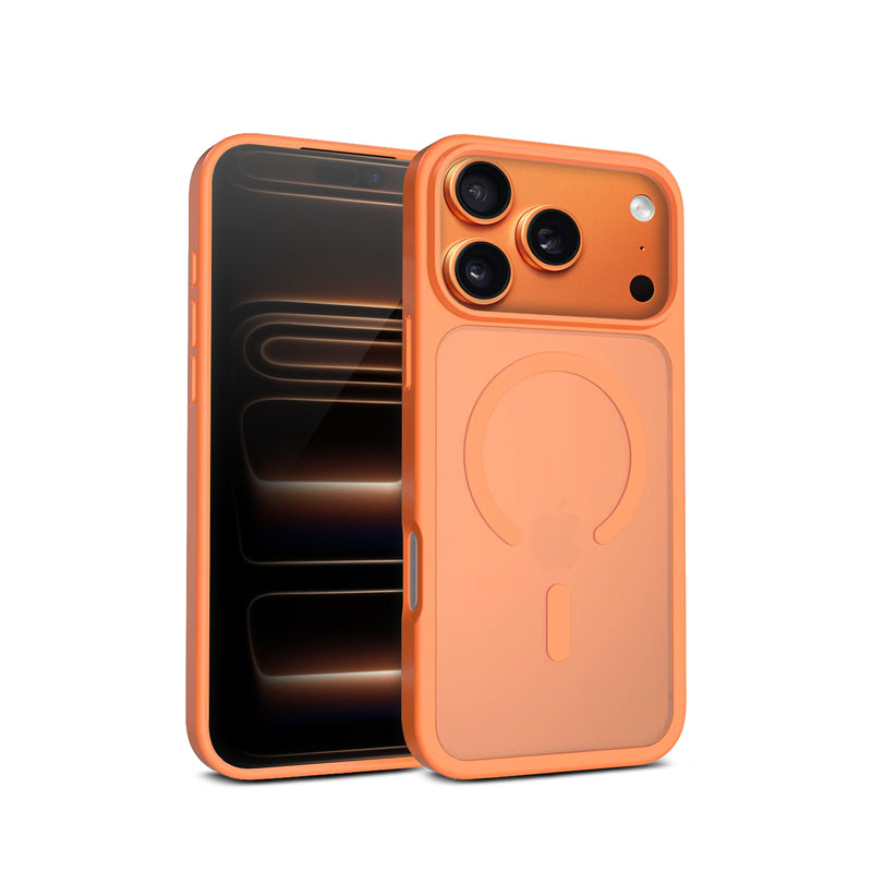 Crong Hybrid Matte Magnetic - MagSafe iPhone 17 Pro Max dėklas (Oranžinė)