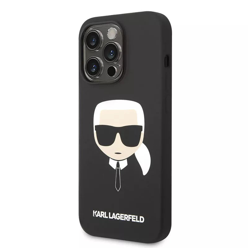 Karl Lagerfeld silikoninis „Ikonik Karl's Head MagSafe“ – dėklas, skirtas „iPhone 14 Pro Max“ (juoda)