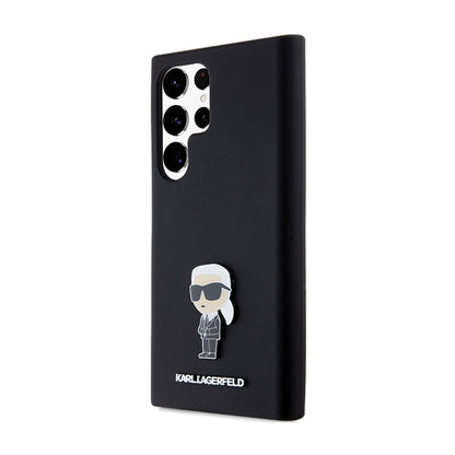 Karl Lagerfeld Silicone Ikonik Metal Pin – Dėklas Samsung Galaxy S24 Ultra (juodas)
