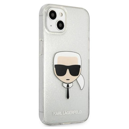 Karl Lagerfeld Karl's Head Glitter – dėklas, skirtas „iPhone 13 mini“ (sidabrinis)