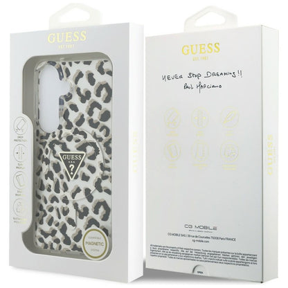 Guess IML Leopard Print Triangle MagSafe - Samsung Galaxy S26 dėklas (juodas)