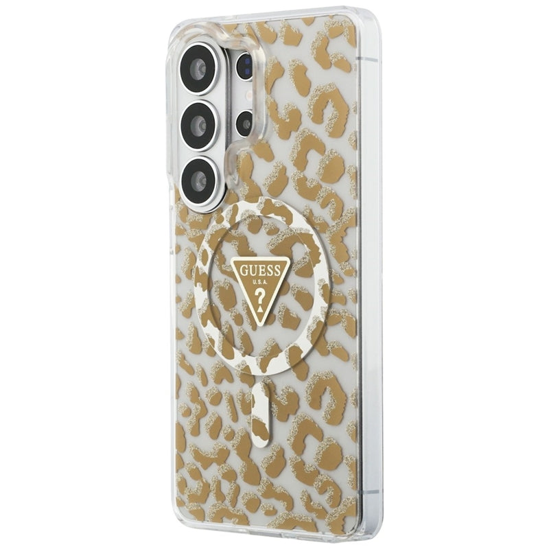 Guess IML Leopard Print Triangle MagSafe - Samsung Galaxy S26 Ultra dėklas (rudas)