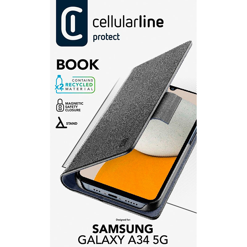 Cellularline Book Case - Dėklas Samsung Galaxy A34 5G (juodas)