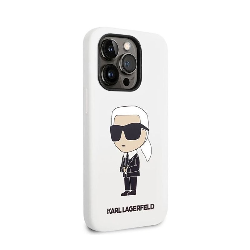 Karl Lagerfeld NFT Ikonik silikoninis dėklas, skirtas iPhone 14 Pro (Balta)