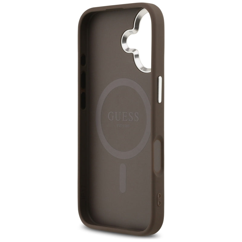 Guess 4G Triangle Logo MagSafe dėklas iPhone 17 (rudas)