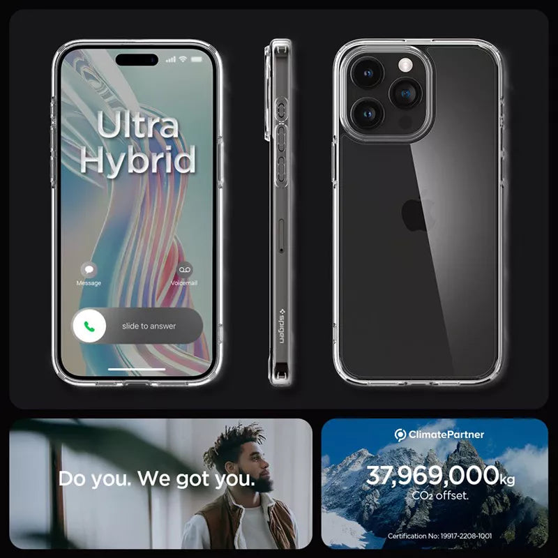 Spigen Ultra Hybrid – dėklas, skirtas „iPhone 15 Pro“ (skaidrus)