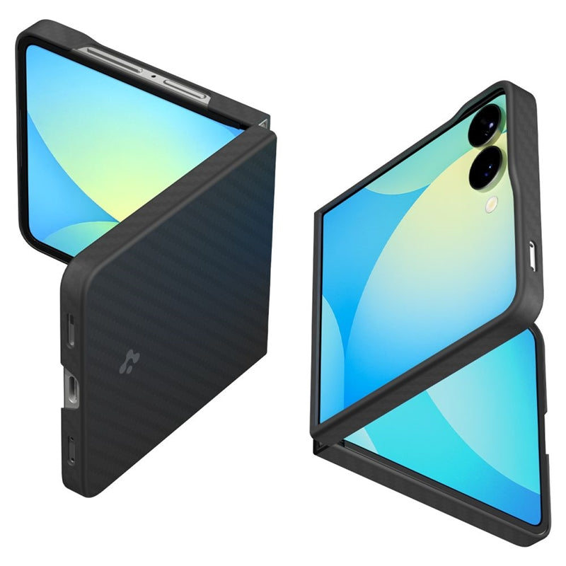 Spigen Airskin Aramid – Dėklas, skirtas Samsung Galaxy Z Flip 7 (juodas)