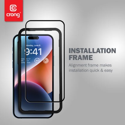 Crong Anti-Bakterinis 3D Armor Glass - 9H Grūdintas stiklas visam iPhone 14 Pro ekranui + montavimo rėmelis