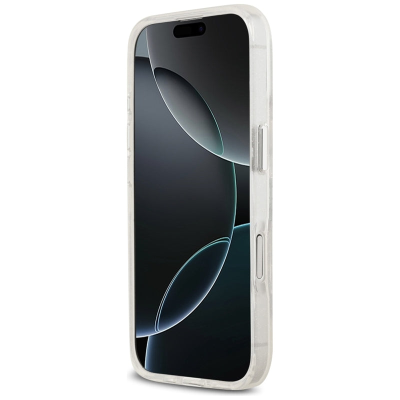 Karl Lagerfeld IML blizgučių Karl & Choupette pieštuko eskizo logotipas MagSafe – Dėklas, skirtas iPhone 17 (skaidrus)