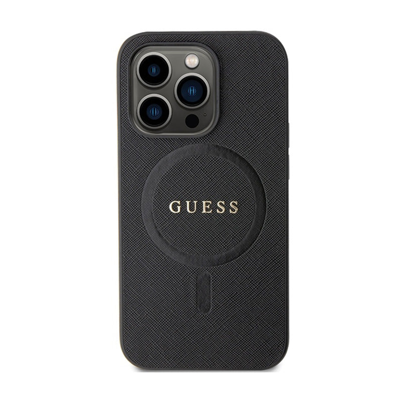 Guess Saffiano MagSafe – "iPhone 14 Pro Max" dėklas (juodas)
