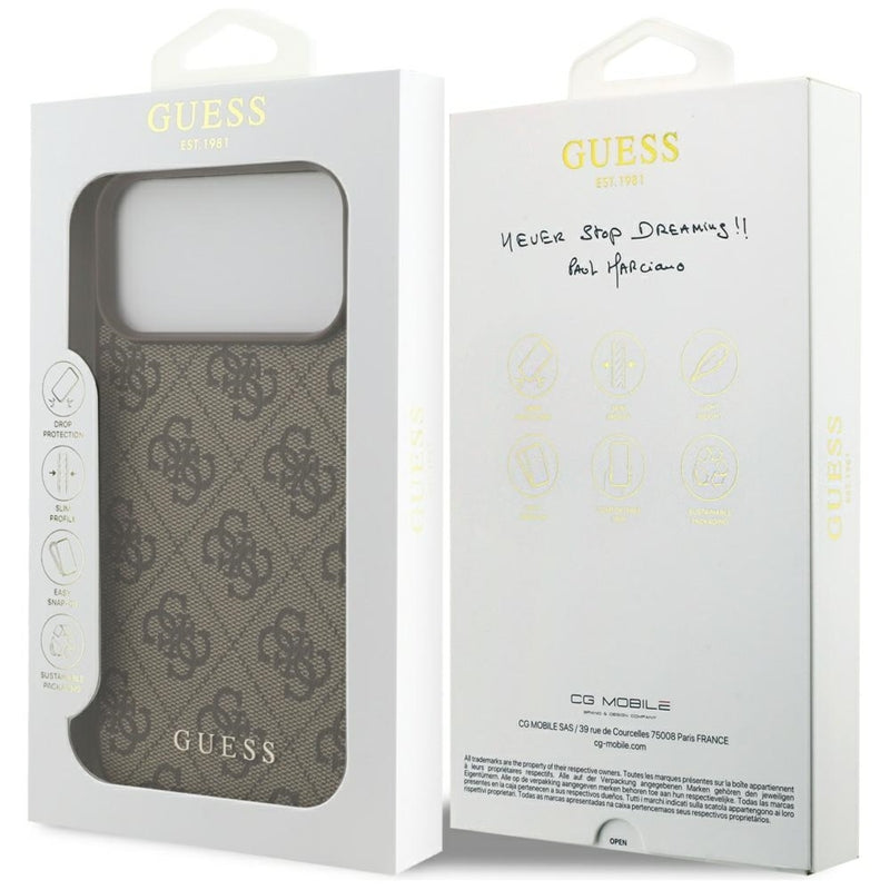 Guess 4G Classic - Dėklas iPhone 17 Pro Max (rudas)