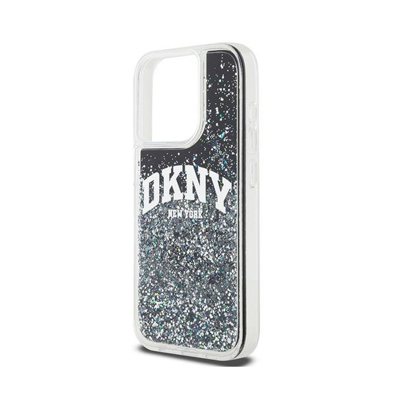 DKNY Liquid Glitter Big Logo – dėklas, skirtas „iPhone 15 Pro“ (juoda)