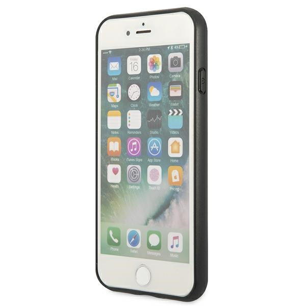 Guess 4G Metalinis auksinis logotipas – dėklas, skirtas iPhone SE 2022 / SE 2020 / 8 / 7 (rudas)