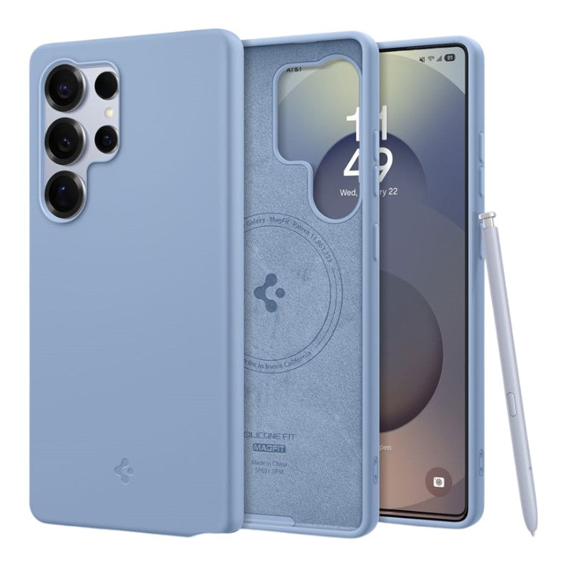 Spigen Silicone Fit Mag MagSafe – dėklas, skirtas „Samsung Galaxy S25 Ultra“ (safyro mėlynos spalvos)