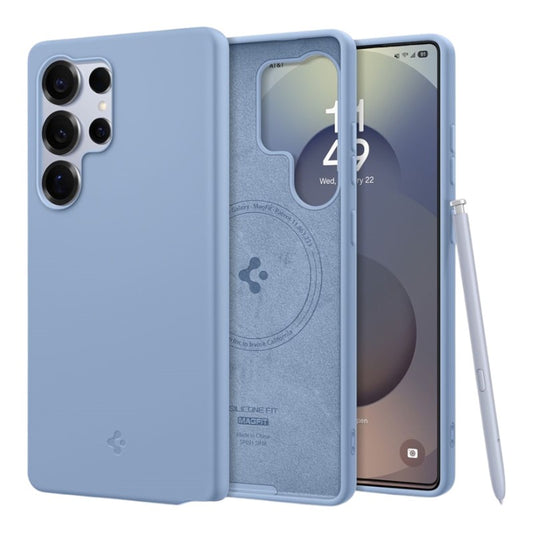 Spigen Silicone Fit Mag MagSafe – dėklas, skirtas „Samsung Galaxy S25 Ultra“ (safyro mėlynos spalvos)