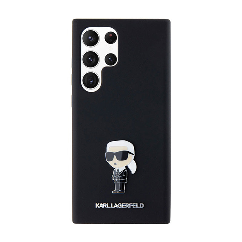 Karl Lagerfeld Silicone Ikonik Metal Pin – Dėklas Samsung Galaxy S24 Ultra (juodas)