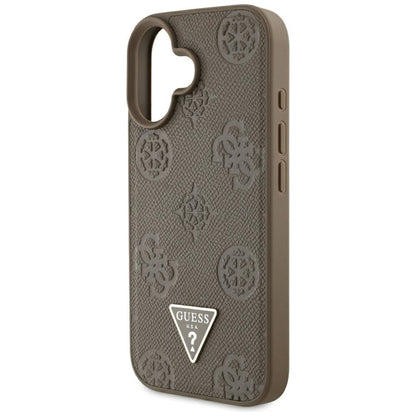 Guess Grained Hot Stamp Peony Triangle Logo MagSafe – dėklas iPhone 16 (rudas)