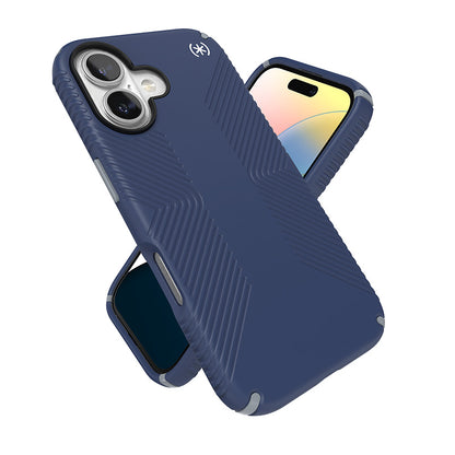 Speck Presidio2 Grip - dėklas iPhone 16 (Coastal Blue / Dust Grey / White)