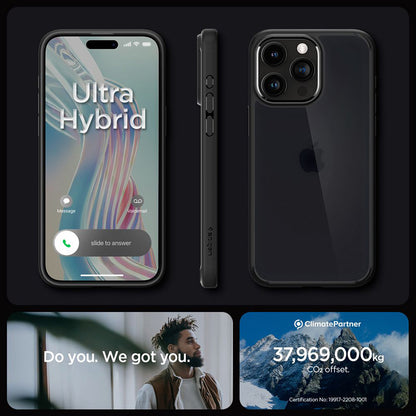 Spigen Ultra Hybrid – dėklas, skirtas iPhone 15 Pro (Frost Black)