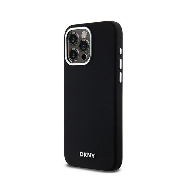 DKNY Liquid Silicone Small Metal Logo MagSafe – dėklas iPhone 15 Pro Max (juodas)