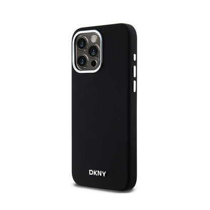 DKNY Liquid Silicone Small Metal Logo MagSafe – dėklas iPhone 15 Pro Max (juodas)