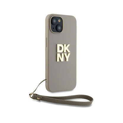 DKNY apyrankės dirželis su logotipu – dėklas, skirtas „iPhone 15“, „14“ ir „13“ (smėlio spalvos)