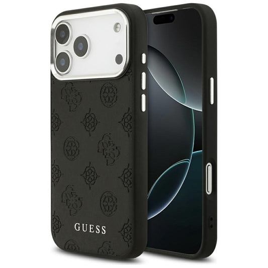 Guess Peony Karšto Spaudimo Rankraštinis Šriftas MagSafe - Dėklas iPhone 17 Pro Max (Juodas)