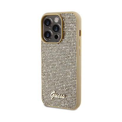 Guess Disco Metal Script - iPhone 14 Pro Max dėklas (auksinis)
